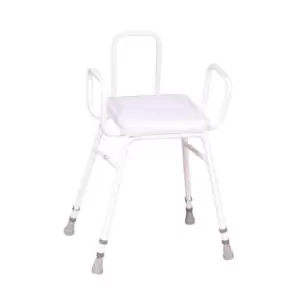 NRS Healthcare Malvern Vinyl Seat Perching Stool (with Arms + Back)