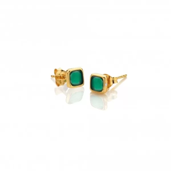 Square Green Agate Earrings DE771