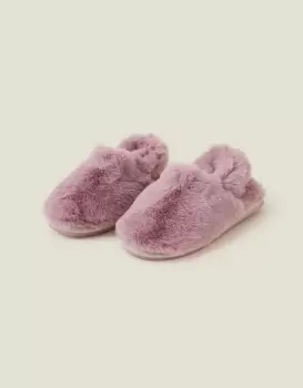 Accessorize Girl's Faux Fur Slingback Slippers Purple, Size: S