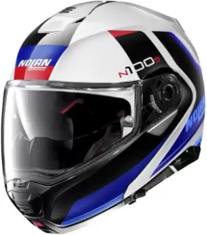 Nolan N100-5 Hilltop N-Com Helmet, white-red-blue, Size L, white-red-blue, Size L