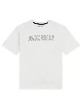 Jack Wills Boys Collegiate Oversized T-Shirt - Marshmallow, Cream, Size 8-9 Years