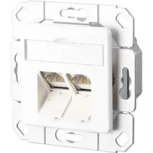 Metz Connect Network outlet Flush mount Insert with main panel CAT 6 2 ports Pure white