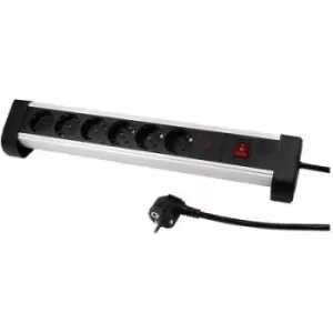 LogiLink LPS215 Power strip (+ switch) Black, Silver PG connector
