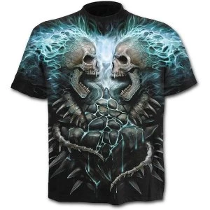 Flaming Spine Allover Mens X-Large T-Shirt - Black