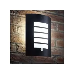 Auraglow Energy Saving Motion Activated PIR Sensor Outdoor Security Wall Light - Black Matte Finish - Cool White [Energy Class A+]