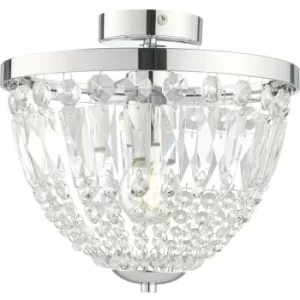 Endon Iona Decorative Bathroom Flush Ceiling Light with Crystal Faceted Droplets, IP44