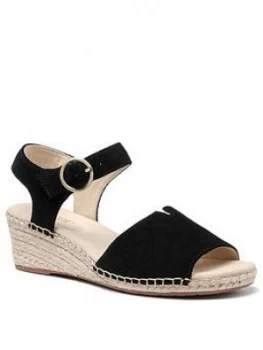 Hotter Fiji Wedge Ankle Strap Sandals - Black, Size 8, Women