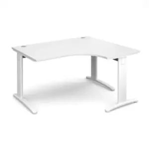 Office Desk Right Hand Corner Desk 1400mm White Top With White Frame 1200mm Depth TR10 TDER14WWH