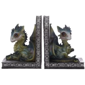 Green Baby Dragon Pair of Bookends