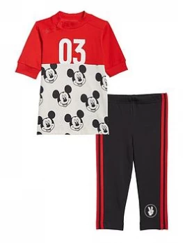 adidas Infant Girls Disney Mickey Mouse T-Shirt & Legging Set - Red/White, Size 12-18 Months, Women
