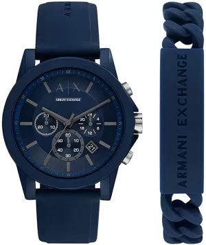 Armani Exchange Mens Chronograph Silicone Watch - Blue