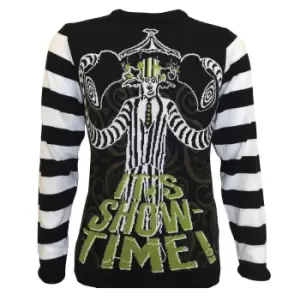 Beetlejuice Unisex Adult Showtime Knitted Jumper (L) (Black/White/Green)