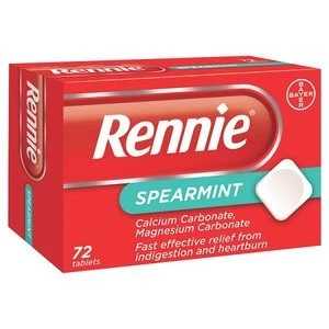 Rennie Spearmint Heartburn and Indigestion Relief 72 Tablets