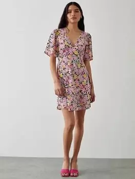 Dorothy Perkins Floral Mini Dress - Pink, Size 16, Women