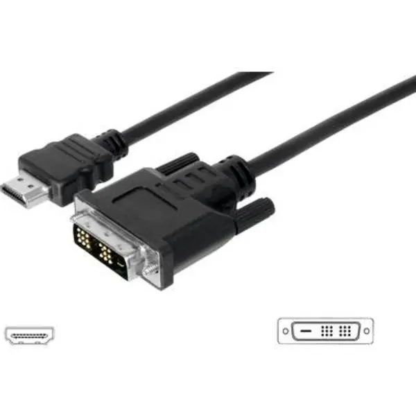 Digitus HDMI / DVI Adapter cable HDMI-A plug, DVI-D 18+1-pin plug 5m Black AK-330300-050-S screwable HDMI cable AK-330300-050-S