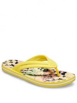 Crocs Crocband Tie Dye Mania Flip Flop - Yellow, Size 4, Women