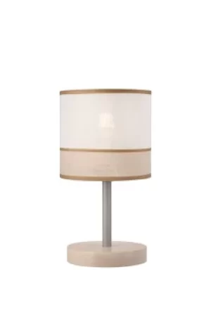 Andrea Cylindrical Table Lamp, Fabric Shade, White Beech, 1x E27