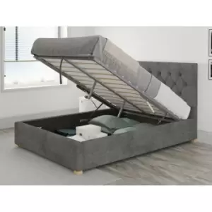 Olivier Ottoman Upholstered Bed, Kimiyo Linen, Granite - Ottoman Bed Size Small Double (120x190)