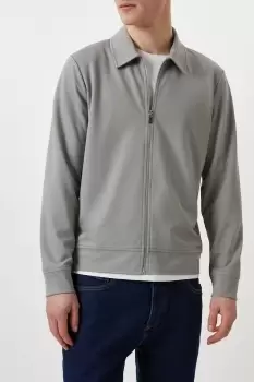 Mens Light Grey Premium Zip Through Collared Jacket