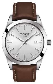 Tissot Gentleman Brown Leather Strap Silver Dial Watch