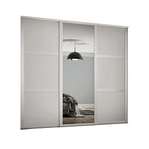 Spacepro 762mm White Shaker frame 3 panel & 1x Single panel Mirror Sliding Wardrobe Door Kit