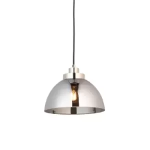 Caspa Single Pendant Ceiling Lamp, Bright Nickel Plate, Mirrored Glass