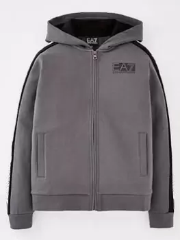 EA7 Emporio Armani Boys Sporty Logo Series Tape Zip Through Hoodie - Irongate Size 10 Years