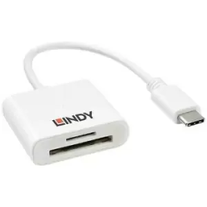 LINDY 43185 External memory card reader microSD, SD, USB-C USB 3.2 (Gen 1) White