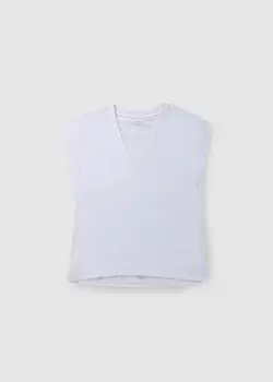 Frame Womens Le Mid Rise V Neck Tshirt In Blanc