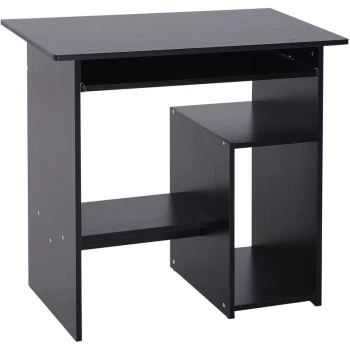 Homcom - Compact Small Computer Table Wooden Desk Keyboard Tray Storage Shelf Modern Corner Table Home Office Black
