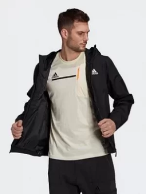 adidas Bsc 3-stripes Rain.rdy Jacket, Black, Size S, Men