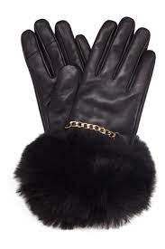 Dune Isabel' Faux-Fur Trim Gloves - S to M - black