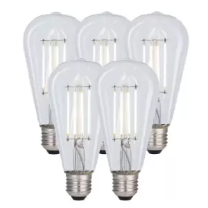 8 Watts ST64 E27 LED Bulb Clear Cool White Dimmable, Pack of 5