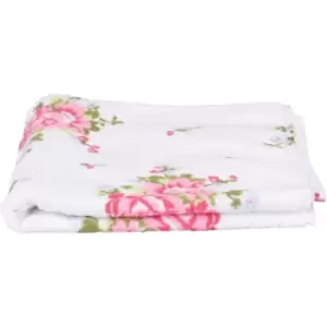 HOMESCAPES Floral Printed White Face Cloth 100% Cotton - White