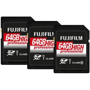 Fujifilm SDXC 64GB UHS-I Class10 Pro Memory Card 95 MB/s Read - Pack of 3
