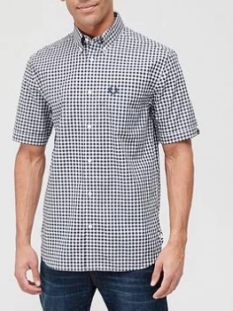 Fred Perry Gingham Short Sleeve Shirt - Blue Size S, Men