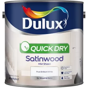 Dulux Quick Dry Pure Brilliant White Satinwood Mid Sheen Paint 2.5L
