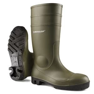Dunlop Protomaster Safety Wellington Boot Steel Toe PVC 10.5 Green Ref