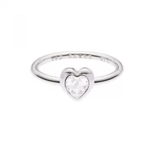 Ted Baker Ladies Silver Plated Crystal Heart Ring Size ML