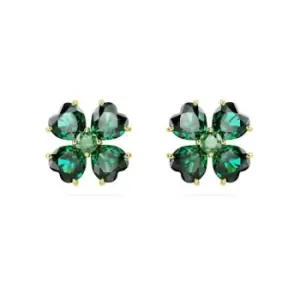 Idyllia Green Gold-tone Plated Clover Stud Earrings 5666236