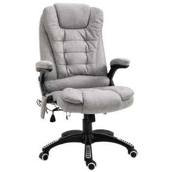 Vinsetto Massage Office Chair Recliner Ergonomic Gaming Heated Home Office Padded Leathaire Fabric & Swivel Base Grey