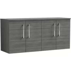 Arno Anthracite 1200mm Wall Hung 4 Door Vanity Unit with Worktop - ARN523W2 - Anthracite - Nuie