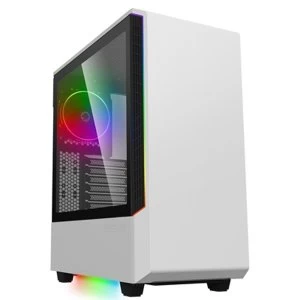 Game Max Panda Full Tower 2 x USB 3.0 Tempered Glass Side Window Panel White Case with Addressable RGB LED Lighting & Fan