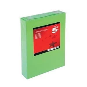 5 Star A4 Coloured Copier Paper Multifunctional Ream wrapped 80gsm Deep Green Pack of 500 Sheets