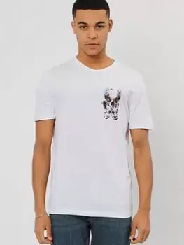 Religion Butterfly Skull T-Shirt - White, Size L, Men