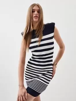 Karen Millen Rib Knit Mini Dress - Stripe - Multi, Size S, Women