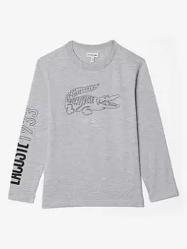 Boys' Lacoste Crocodile Print T-Shirt Size 2 yrs Grey Chine