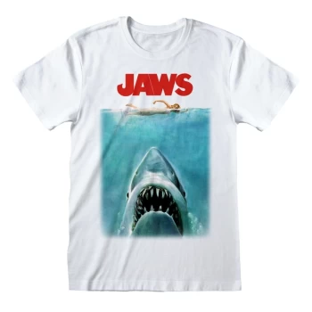 Jaws - Poster Unisex Medium T-Shirt - White