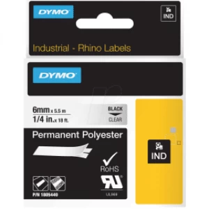 Dymo 1805440 Black on Clear Label Tape 6mm x 5.5m