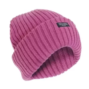 FLOSO Ladies/Womens Chunky Knit Thermal Thinsulate Winter/Ski Hat (3M 40g) (One Size) (Dusky Pink)